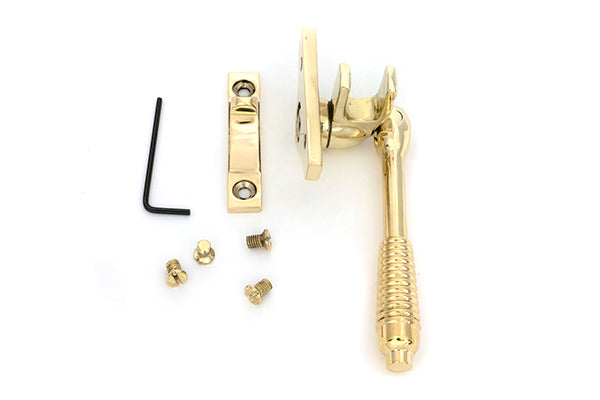 From The Anvil - Polished Brass Night-Vent Locking Reeded Fastener (Steel Window)