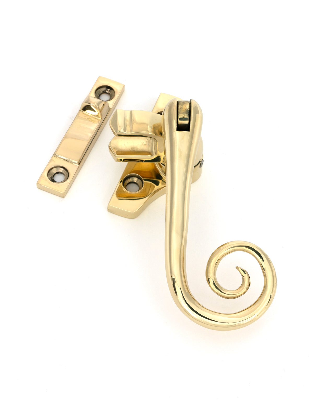From The Anvil - Polished Brass Night-Vent Locking Monkeytail Fastener (Steel Window) | Sku. 52004 | Trade Door Handles.