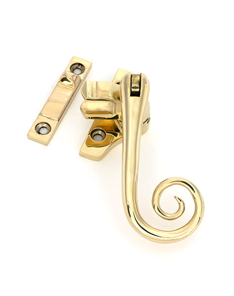 This is an image of From The Anvil - Polished Brass Night-Vent Locking Monkeytail Fastener (Steel Window) available to order from Trade Door Handles in Kendal.