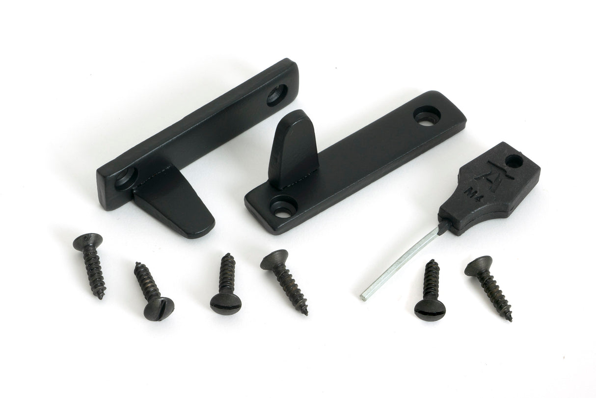 From The Anvil - Matt Black Night-Vent Locking Newbury Fastener | Sku. 52060 | Trade Door Handles.
