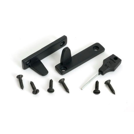 From The Anvil - Matt Black Night-Vent Locking Newbury Fastener | Sku. 52060 | Trade Door Handles.