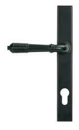 From The Anvil - Matt Black Reeded Slimline Lever Espag. Lock Set | Sku. 52080 | Trade Door Handles.