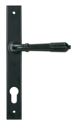 From The Anvil - Matt Black Reeded Slimline Lever Espag. Lock Set | Sku. 52080 | Trade Door Handles.