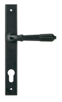 From The Anvil - Matt Black Reeded Slimline Lever Espag. Lock Set | Sku. 52080 | Trade Door Handles.