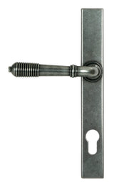From The Anvil - Pewter Reeded Slimline Lever Espag. Lock Set | Sku. 52081 | Trade Door Handles.