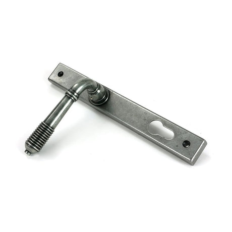 From The Anvil - Pewter Reeded Slimline Lever Espag. Lock Set | Sku. 52081 | Trade Door Handles.
