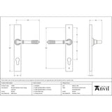 From The Anvil - Pewter Reeded Slimline Lever Espag. Lock Set | Sku. 52081 | Trade Door Handles.