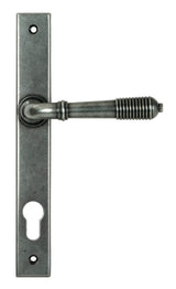 From The Anvil - Pewter Reeded Slimline Lever Espag. Lock Set | Sku. 52081 | Trade Door Handles.