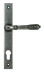 From The Anvil - Pewter Reeded Slimline Lever Espag. Lock Set | Sku. 52081 | Trade Door Handles.