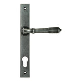 From The Anvil - Pewter Reeded Slimline Lever Espag. Lock Set | Sku. 52081 | Trade Door Handles.