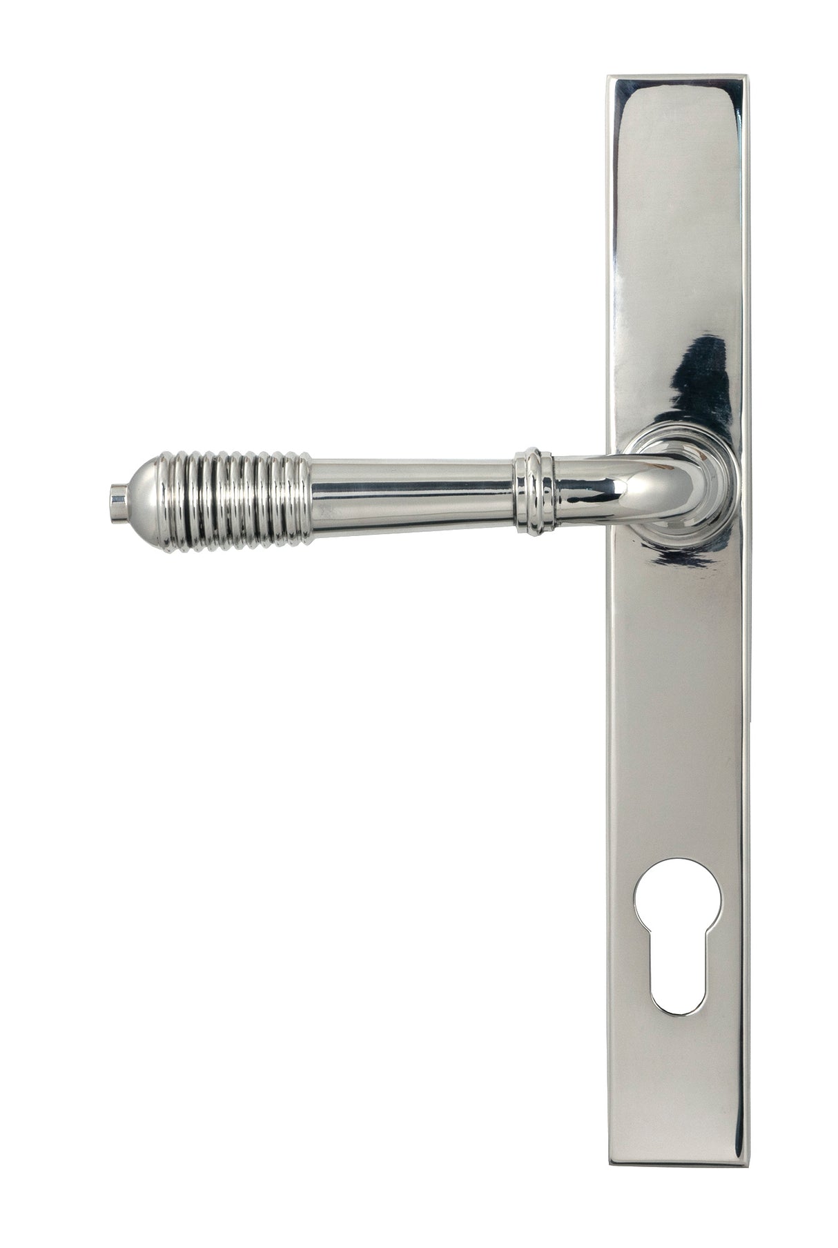 From The Anvil - Polished Marine SS (316) Reeded Slimline Lever Espag. Lock Set | Sku. 52082 | Trade Door Handles.