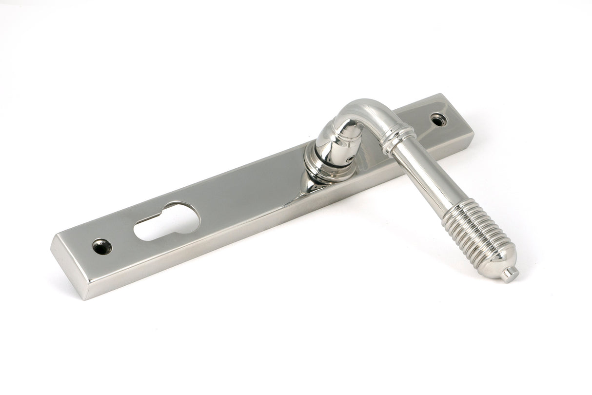 From The Anvil - Polished Marine SS (316) Reeded Slimline Lever Espag. Lock Set | Sku. 52082 | Trade Door Handles.