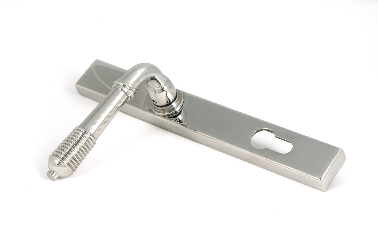 From The Anvil - Polished Marine SS (316) Reeded Slimline Lever Espag. Lock Set | Sku. 52082 | Trade Door Handles.