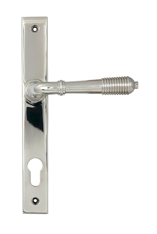 From The Anvil - Polished Marine SS (316) Reeded Slimline Lever Espag. Lock Set | Sku. 52082 | Trade Door Handles.