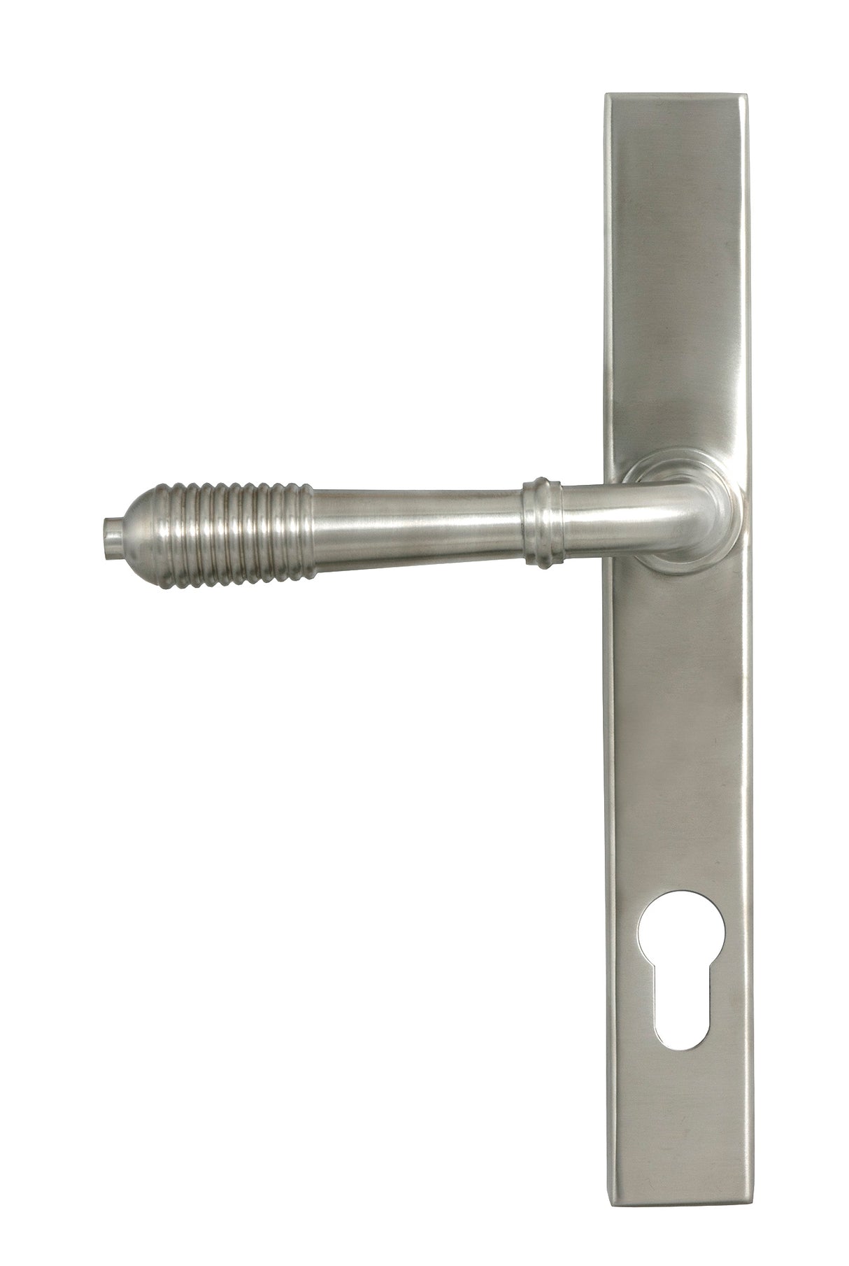From The Anvil - Satin Marine SS (316) Reeded Slimline Lever Espag. Lock Set | Sku. 52083 | Trade Door Handles.