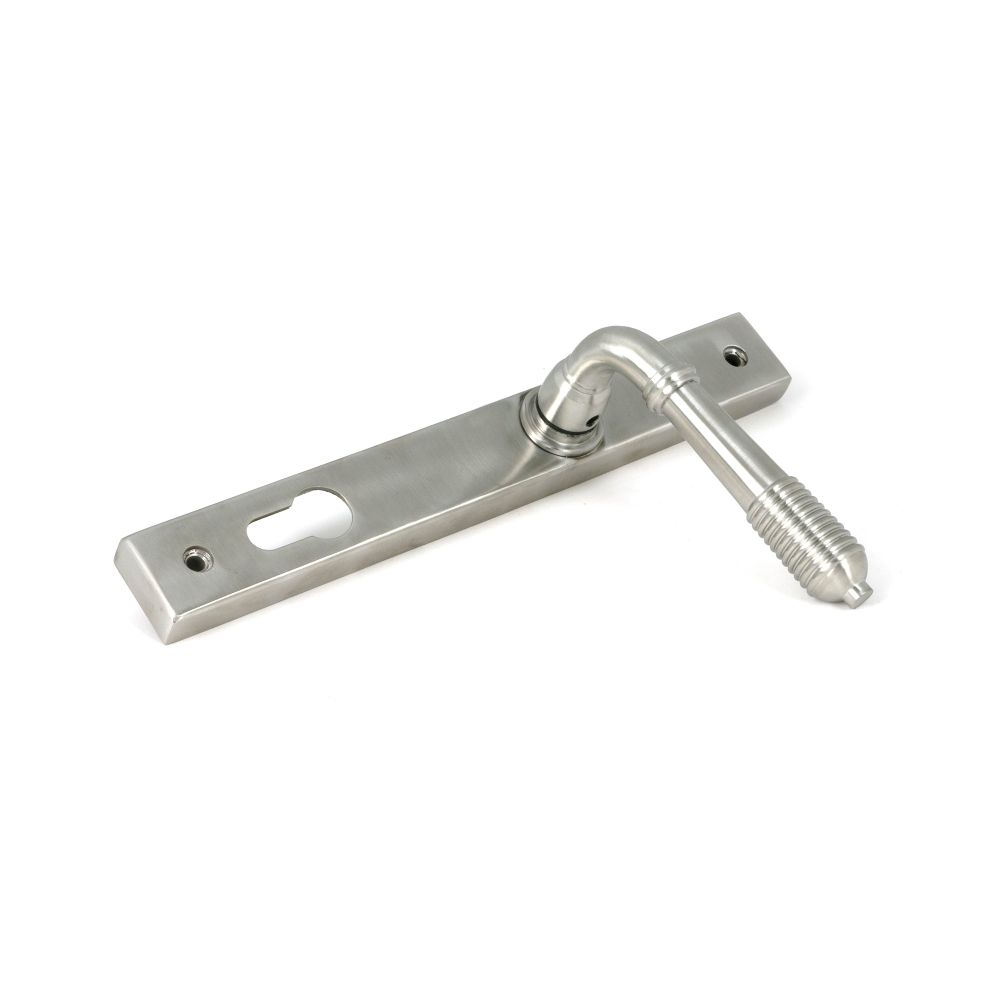 From The Anvil - Satin Marine SS (316) Reeded Slimline Lever Espag. Lock Set | Sku. 52083 | Trade Door Handles.