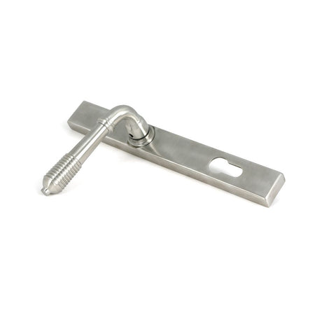 From The Anvil - Satin Marine SS (316) Reeded Slimline Lever Espag. Lock Set | Sku. 52083 | Trade Door Handles.