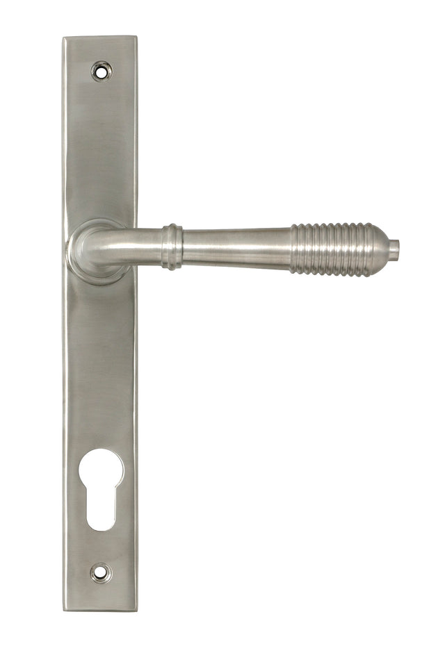 From The Anvil - Satin Marine SS (316) Reeded Slimline Lever Espag. Lock Set | Sku. 52083 | Trade Door Handles.