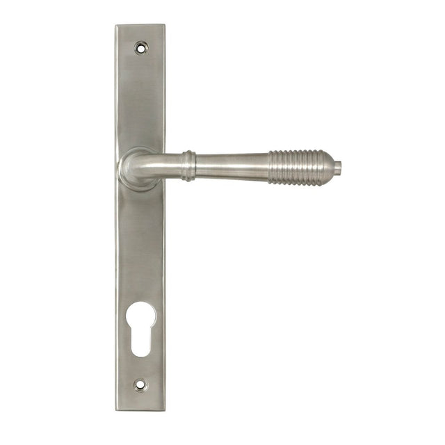 From The Anvil - Satin Marine SS (316) Reeded Slimline Lever Espag. Lock Set | Sku. 52083 | Trade Door Handles.