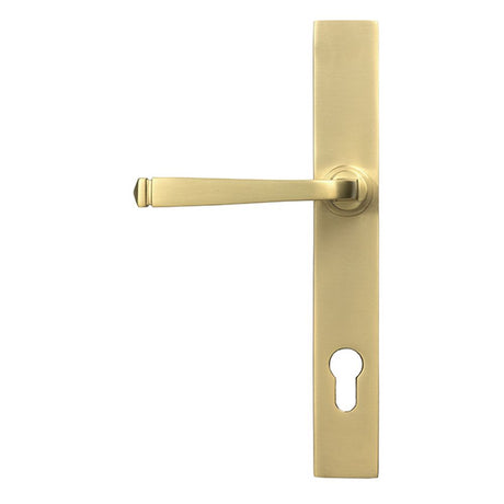 High quality images of the From The Anvil - Satin Brass Avon Slimline Lever Espag. Lock Set | Sku. Anvil-52084 | available to order from Trade Door Handles, quick delivery at discounted prices.