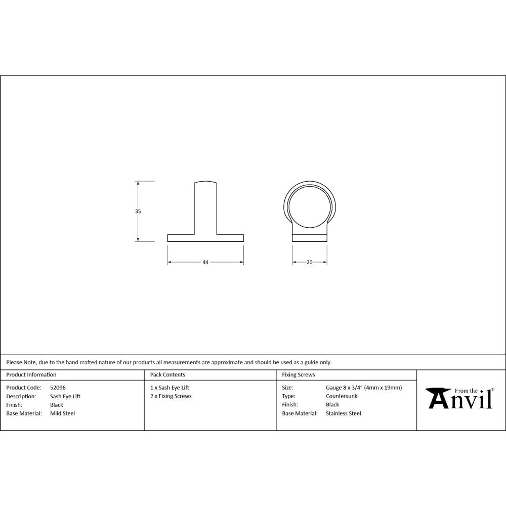 From The Anvil - Black Sash Eye Lift | Sku. 52096 | Trade Door Handles.