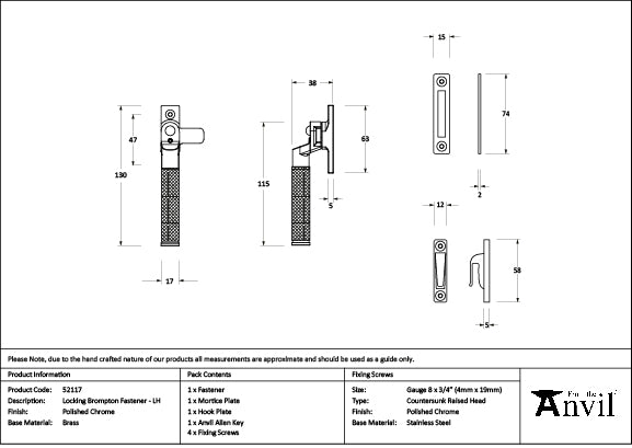 From The Anvil - Polished Chrome Locking Brompton Fastener LH