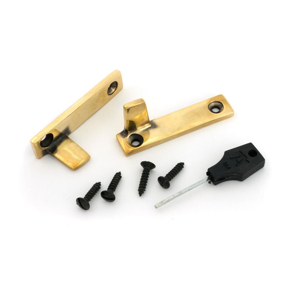 From The Anvil - Aged Brass Night-Vent Locking Brompton Fastener | Sku. 52127 | Trade Door Handles.