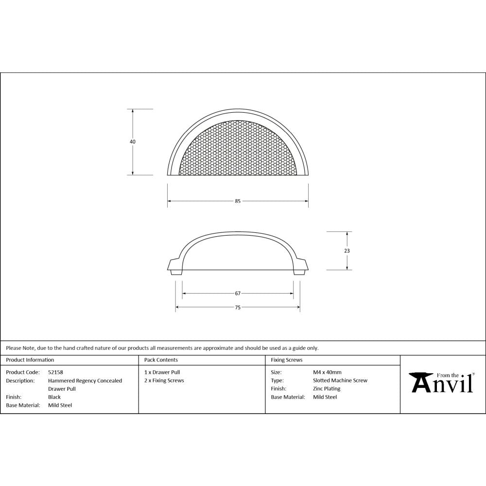 From The Anvil - Black Hammered Regency Drawer Pull | Sku. 52158 | Trade Door Handles.