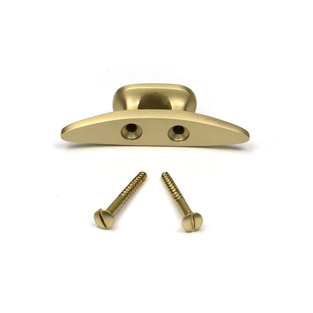 High quality images of the From The Anvil - Satin Brass Marine Cleat Hook | Sku. Anvil-52243 | available to order from Trade Door Handles, quick delivery at discounted prices.