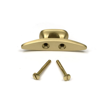 High quality images of the From The Anvil - Satin Brass Marine Cleat Hook | Sku. Anvil-52243 | available to order from Trade Door Handles, quick delivery at discounted prices.