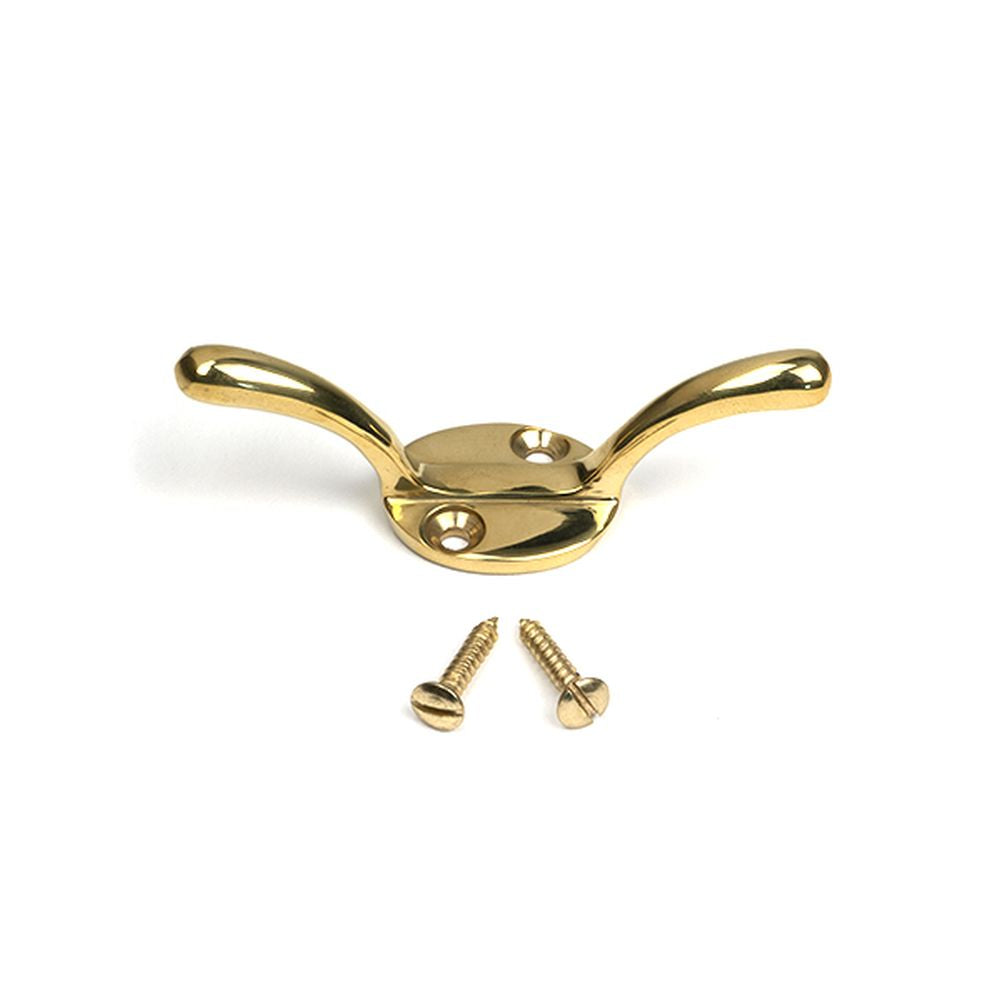 High quality images of the From The Anvil - Polished Brass Newbury Cleat Hook | Sku. Anvil-52249 | available to order from Trade Door Handles, quick delivery at discounted prices.