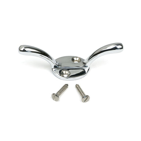 High quality images of the From The Anvil - Polished Chrome Newbury Cleat Hook | Sku. Anvil-52250 | available to order from Trade Door Handles, quick delivery at discounted prices.