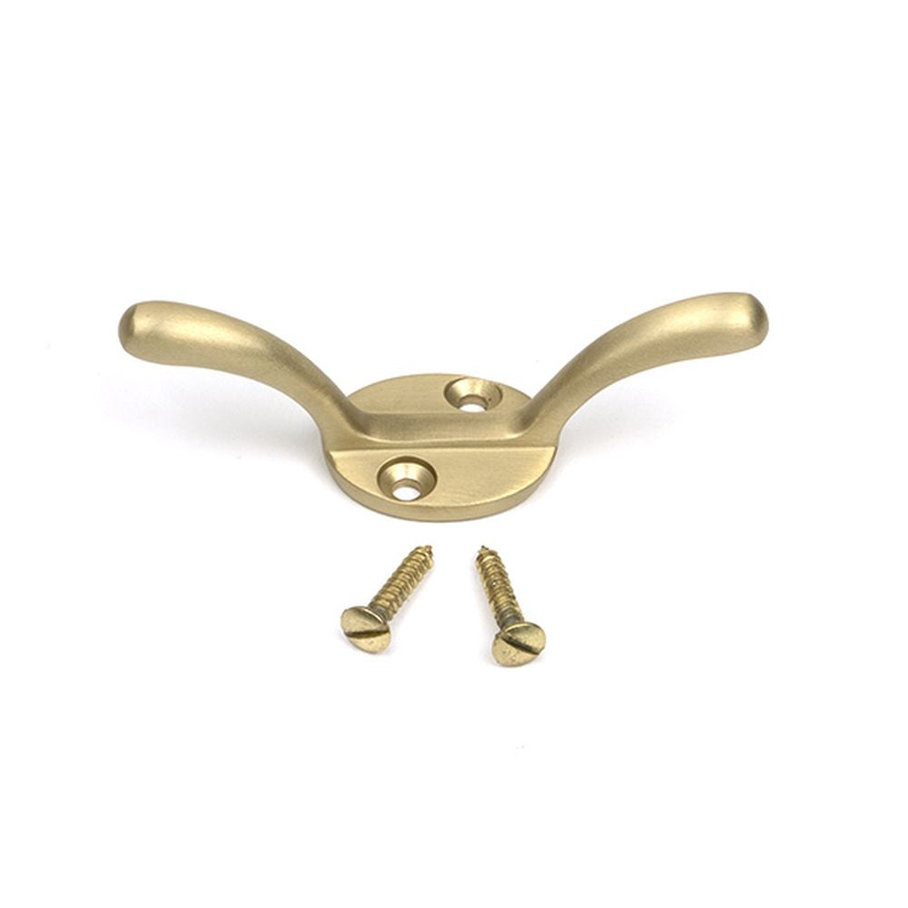 High quality images of the From The Anvil - Satin Brass Newbury Cleat Hook | Sku. Anvil-52253 | available to order from Trade Door Handles, quick delivery at discounted prices.