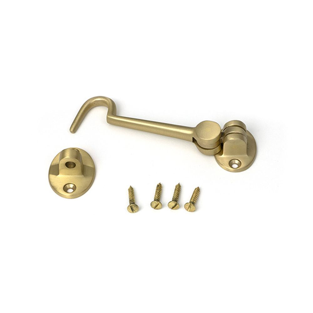 High quality images of the From The Anvil - Satin Brass 4" Cabin Hook | Sku. Anvil-52262 | available to order from Trade Door Handles, quick delivery at discounted prices.