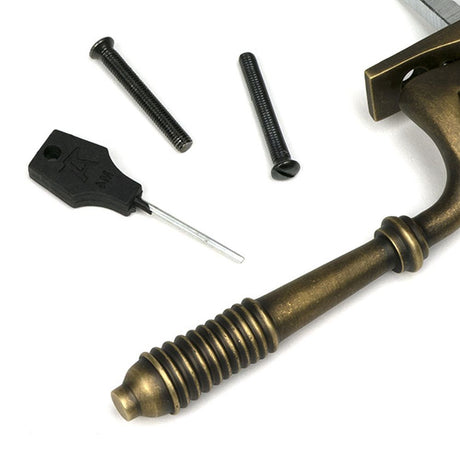 High quality images of the From The Anvil - Burnished Brass Reeded Espag - RH | Sku. Anvil-52307 | available to order from Trade Door Handles, quick delivery at discounted prices.