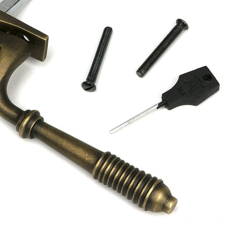 High quality images of the From The Anvil - Burnished Brass Reeded Espag - LH | Sku. Anvil-52308 | available to order from Trade Door Handles, quick delivery at discounted prices.
