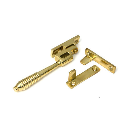 High quality images of the From The Anvil - Polished Brass Night-Vent Locking Reeded Fastener | Sku. Anvil-52320 | available to order from Trade Door Handles, quick delivery at discounted prices.