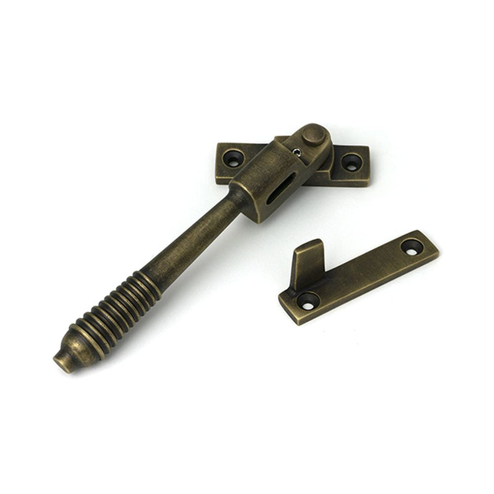 High quality images of the From The Anvil - Burnished Brass Night-Vent Locking Reeded Fastener | Sku. Anvil-52321 | available to order from Trade Door Handles, quick delivery at discounted prices.