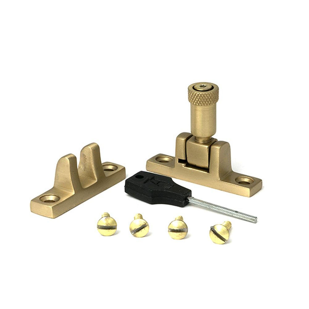 High quality images of the From The Anvil - Satin Brass Brompton Brighton Fastener - Narrow (Square) | Sku. Anvil-52353 | available to order from Trade Door Handles, quick delivery at discounted prices.