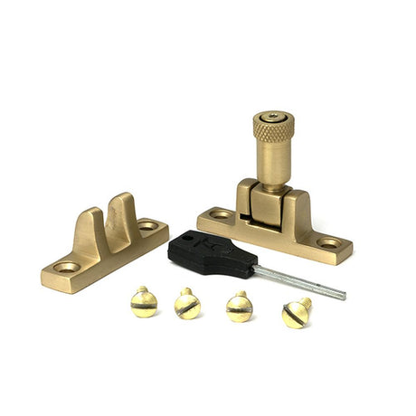 High quality images of the From The Anvil - Satin Brass Brompton Brighton Fastener - Narrow (Square) | Sku. Anvil-52353 | available to order from Trade Door Handles, quick delivery at discounted prices.