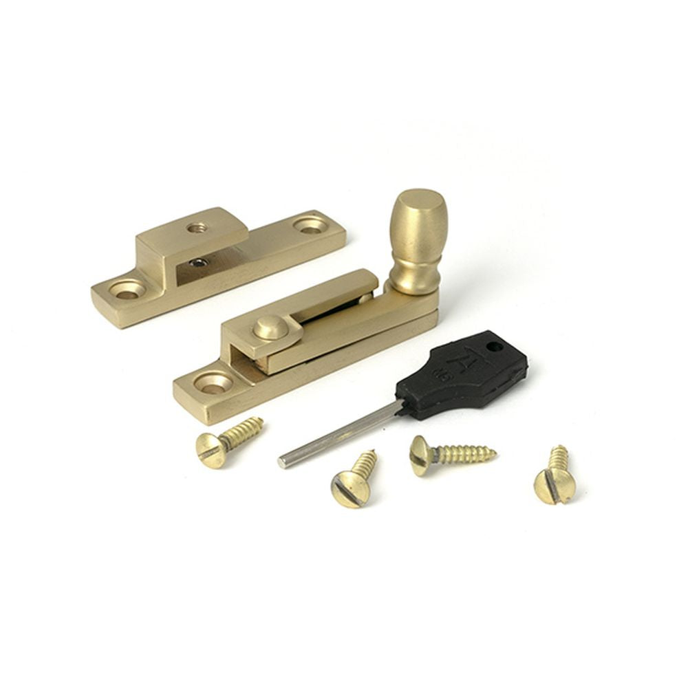 High quality images of the From The Anvil - Satin Brass Mushroom Quadrant Fastener - Narrow | Sku. Anvil-52364 | available to order from Trade Door Handles, quick delivery at discounted prices.