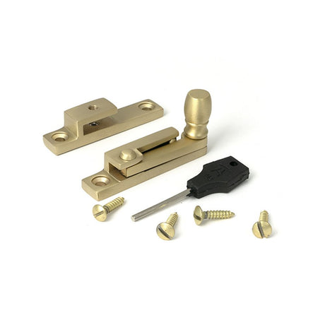 High quality images of the From The Anvil - Satin Brass Mushroom Quadrant Fastener - Narrow | Sku. Anvil-52364 | available to order from Trade Door Handles, quick delivery at discounted prices.