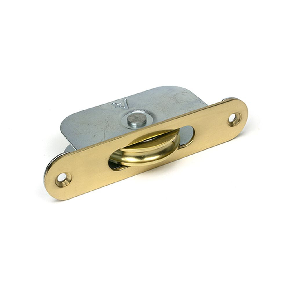 High quality images of the From The Anvil - Lacquered Brass Radiused Sash Pulley 75kg | Sku. Anvil-52393 | available to order from Trade Door Handles, quick delivery at discounted prices.