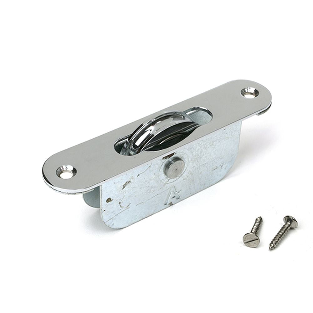 High quality images of the From The Anvil - Polished Chrome Radiused Sash Pulley 75kg | Sku. Anvil-52394 | available to order from Trade Door Handles, quick delivery at discounted prices.