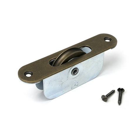 High quality images of the From The Anvil - Burnished Brass Radiused Sash Pulley 75kg | Sku. Anvil-52397 | available to order from Trade Door Handles, quick delivery at discounted prices.