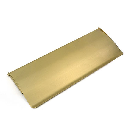 High quality images of the From The Anvil - Satin Brass Large Letter Plate Cover | Sku. Anvil-52414 | available to order from Trade Door Handles, quick delivery at discounted prices.
