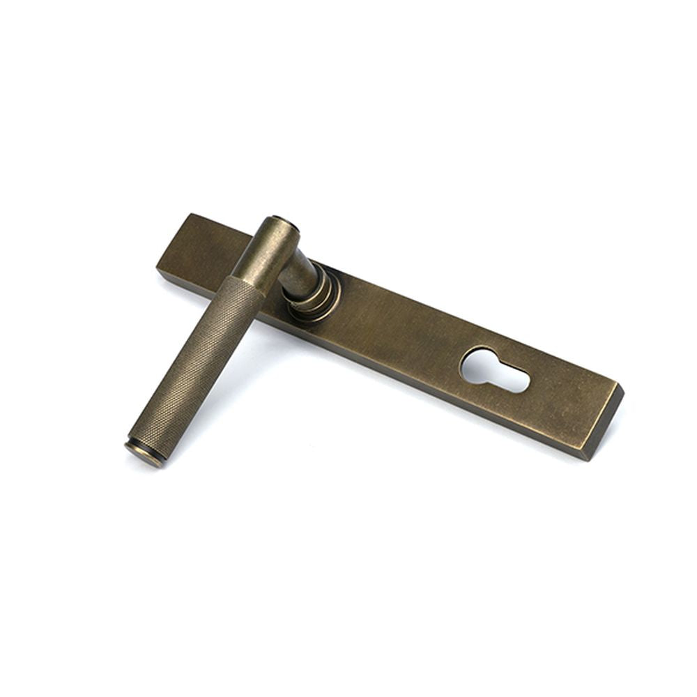 High quality images of the From The Anvil - Burnished Brass Brompton Slimline Lever Espag. Lock Set | Sku. Anvil-52415 | available to order from Trade Door Handles, quick delivery at discounted prices.
