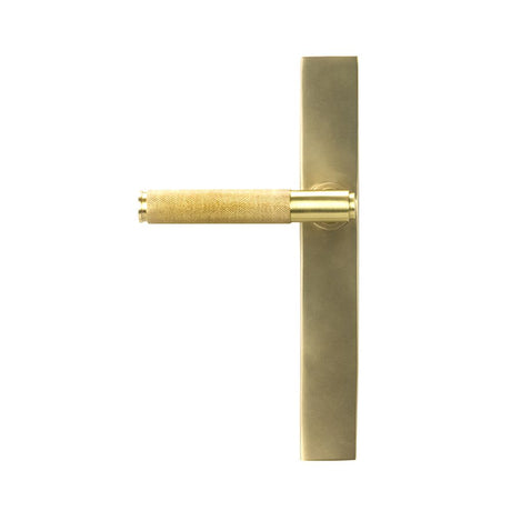 High quality images of the From The Anvil - Satin Brass Brompton Slimline Lever Espag. Latch Set | Sku. Anvil-52419 | available to order from Trade Door Handles, quick delivery at discounted prices.
