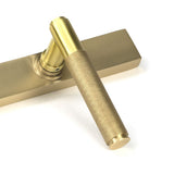 High quality images of the From The Anvil - Satin Brass Brompton Slimline Lever Espag. Latch Set | Sku. Anvil-52419 | available to order from Trade Door Handles, quick delivery at discounted prices.