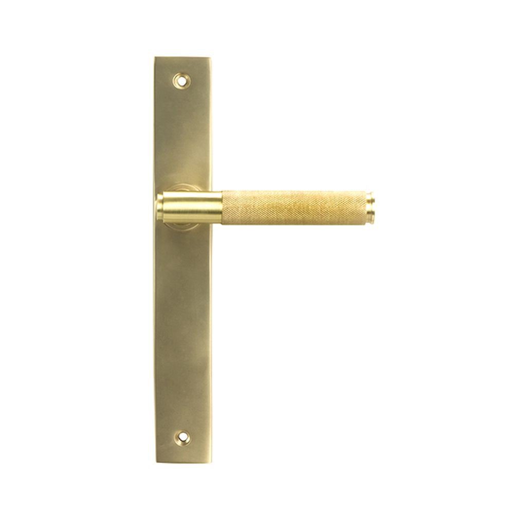 High quality images of the From The Anvil - Satin Brass Brompton Slimline Lever Espag. Latch Set | Sku. Anvil-52419 | available to order from Trade Door Handles, quick delivery at discounted prices.